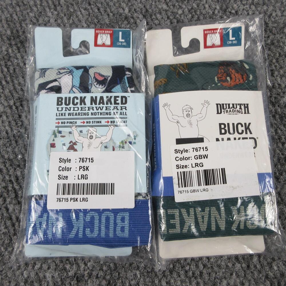 Duluth Trading Boxer Briefs Mens L Multicolor Buck Naked Microfiber 2 Pack NWT